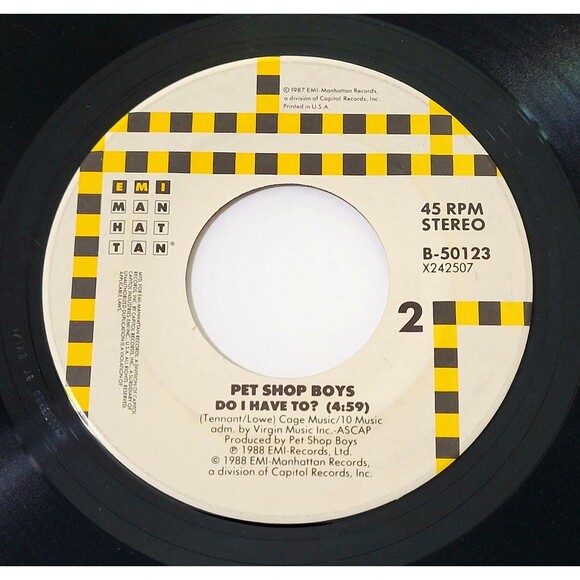 Pet Shop Boys Always On My Mind / Do I Have To 45 RPM EMI Manhattan VG+ Rock '88 - Picture 3 of 3